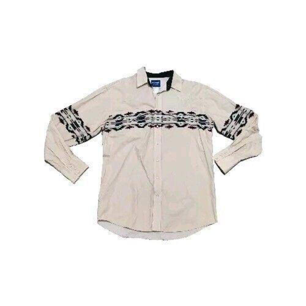 Wrangler Beige and Black Casual Button Down Shirt